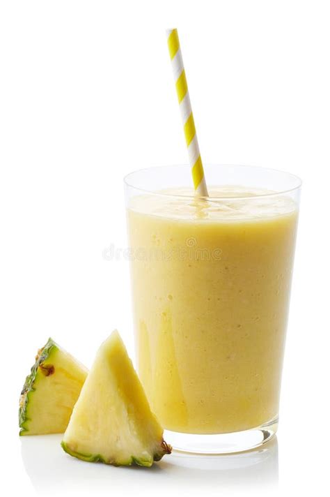 Pineapple Smoothie On White Background Stock Image Image Of Wedges