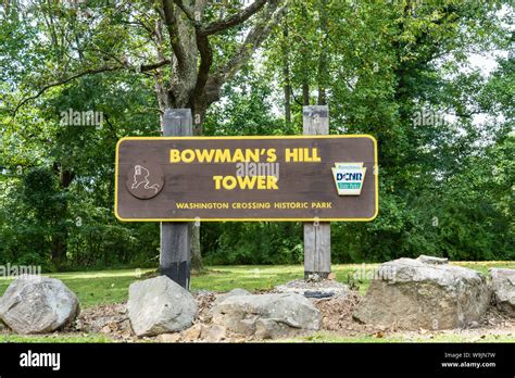 Washington Crossing Pa August 10 2019 Sign For Bowmans Hill Tower