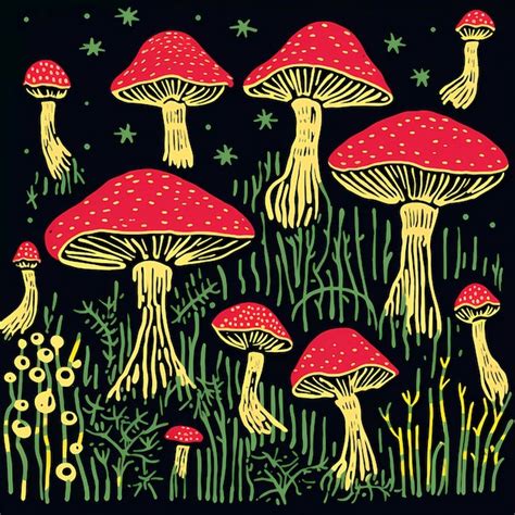 Premium Photo | Trippy Mushroom Dream Psychedelic Retro Pattern ...