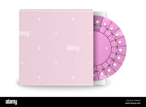 Vector Realistic Packaging Of Birth Control Pills In Box Closeup