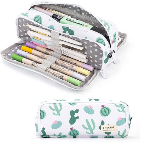 Angoobaby Large Pencil Case Big Capacity Compartments Canvas Pencil