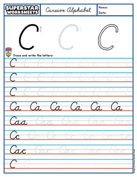 Cursive C - Superstar Worksheets