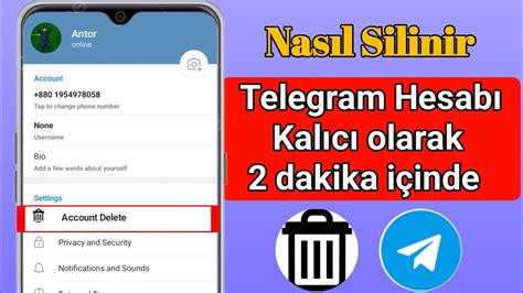 Telegram Hesab N Kal C Olarak Silme Telegram Hesap S Lme