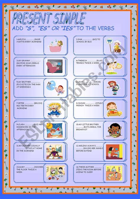 Present Simple Rd Person Singular Esl Worksheet By Ag