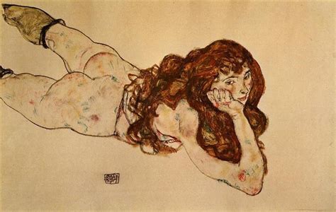 Female Nude Lying On Her Stomach 1917 Egon Schiele WikiArt Org