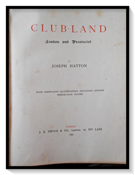 Antiquarian Books Clubland London And Provincial Joseph Hatton