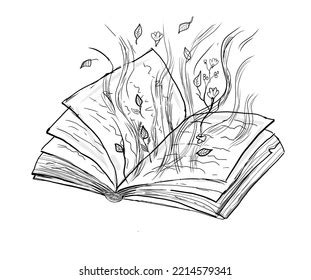 Open Magic Book Sparkling Spell Drawing Stock Illustration 2214579341 ...