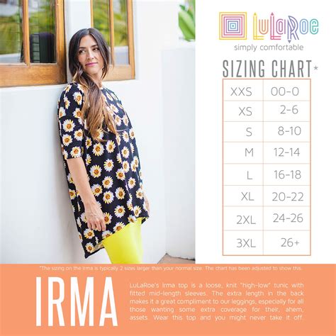 Lularoe Irma Size Chart