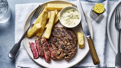 Peppercorn Rib Eye Steak With B Arnaise Sauce Recipe Bbc Food