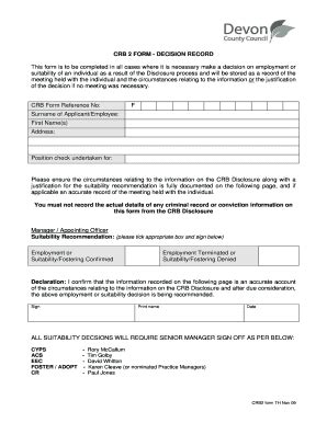 Fillable Online Devon Gov CRB 2 FORM Devon Gov Fax Email Print