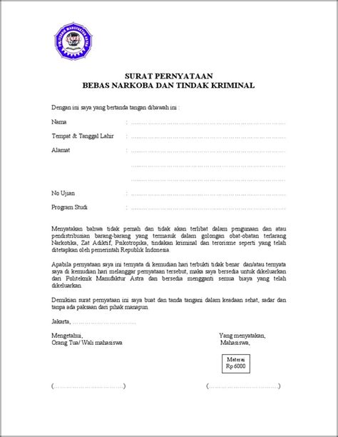 Contoh Surat Pernyataan Tidak Menjual Obat Keras Surat Pernyataan