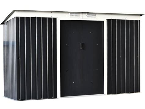 Abrigo de Jardim OUTSUNNY Metálico 2 Portas Base Aço Galvanizado