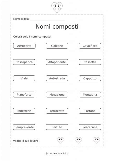 Nomi Composti Schede Didattiche Portalebambini It