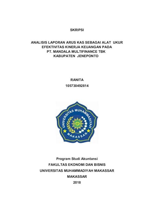 Pdf Skripsi Analisis Laporan Arus Kas Sebagai Alat Analisis Laporan