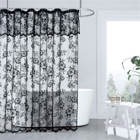 Finecity Black Lace Shower Curtain For Bathroom Rustic