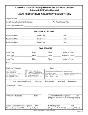 Fillable Online Mclno F 222 Leave Request TACS Adjustment Request Form