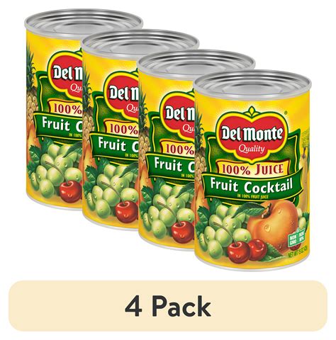 4 Pack Del Monte Fruit Cocktail 100 Juice Canned Fruit 15 Oz Can