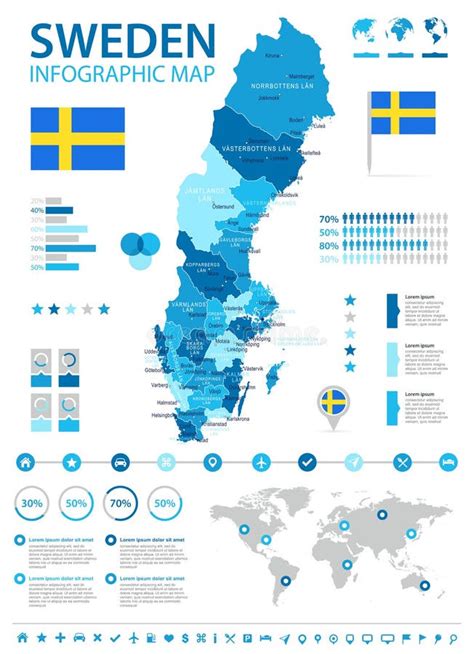 Sweden Infographic Map And Flag Illustration Stock Illustration