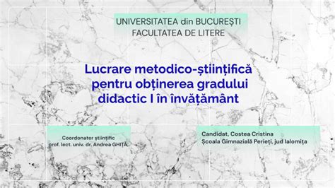 Lucrare Metodico Tiin Ific Pentru Ob Inerea Gradului Didactic I N