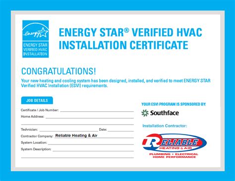 Reliable Heating And Air Issues The Nation’s 1st Energy Star Verified Hvac System Installation