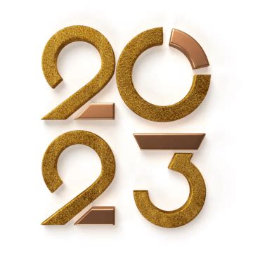 Happy New Year 2023 Golden 3d Numbers In Pastel Colors On A Transparent ...