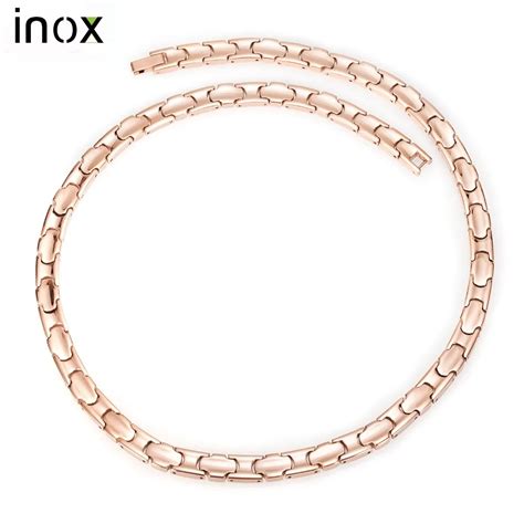 Inox Pure Titanium Necklaces for Women Men Rose Gold Color Health ...