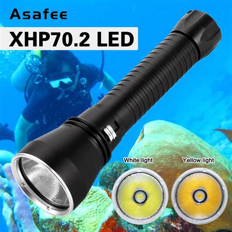 Asafee A26 100M LED Scuba Diving Flashlight XHP70 2 4000LM Light IPX8