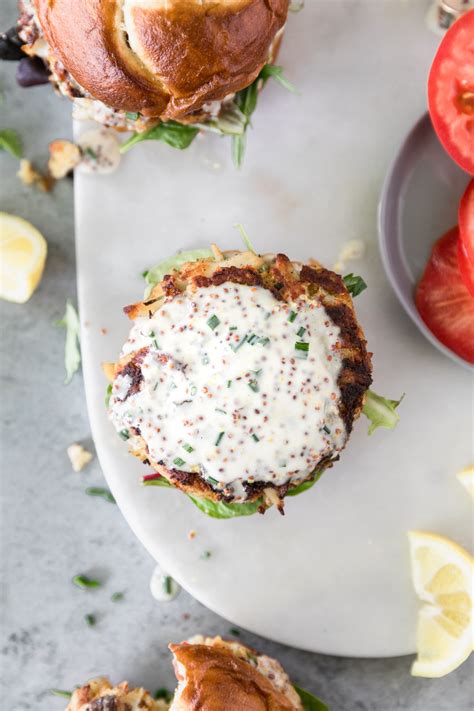 Maryland Style Crab Cake Sandwiches With Chive Honey Mustard