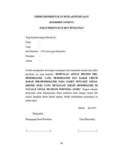 Detail Contoh Surat Informed Consent Koleksi Nomer