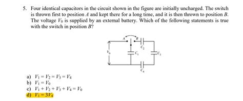 Solved 5 Four Identical Capacitors In The Circuit Shown In