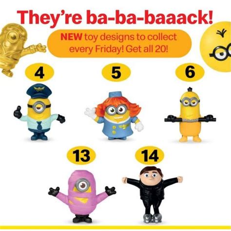 Camcdonald S Minions The Rise Of Gru Happy Meal Toys Regular Minions