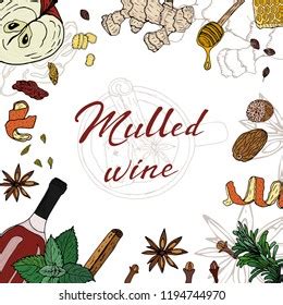 Set Mulled Wine Fruit Spices Vector Stock Vector Royalty Free