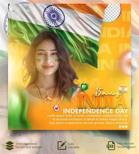 Premium Psd Psd India Independence Day Greeting Card Design India