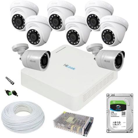 Kit 8 Câmeras de Segurança HD 720p Completo Hilook c 6 Internas Dome e