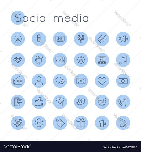 Round social media icons Royalty Free Vector Image