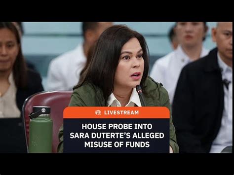 Livestream House Probe Into Sara Dutertes Alleged Misuse Of Funds