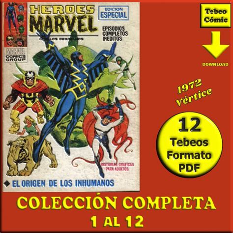 HEROES MARVEL Vértice 1972 Vol 1 Colección Completa 12 Tebeos En