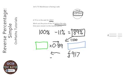 Reverse Percentage Simple Grade 5 OnMaths GCSE Maths Revision