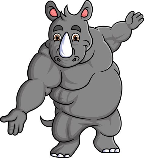 Strong rhinoceros cartoon posing mascot character 24612249 Vector Art ...