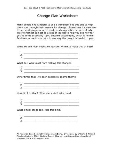 Motivational Interviewing Worksheets — db-excel.com