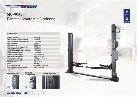 Ponte Sollevatore A 2 Colonne SJC 10XL Atrezzature Da Officina