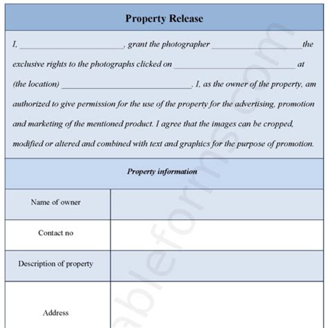 Property Release Fillable Pdf Template Editable Forms S Ko Fi Shop