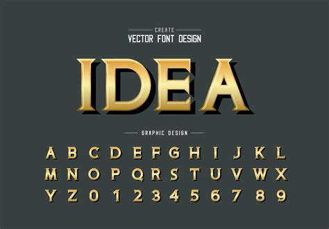 Gold Font And Alphabet Vector Golden Idea Typeface Letter And Number