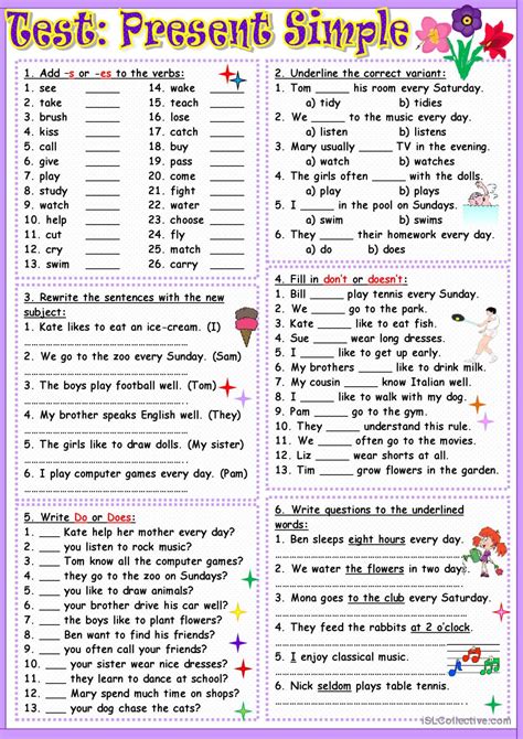 Test Present Simple English Esl Worksheets Pdf Doc