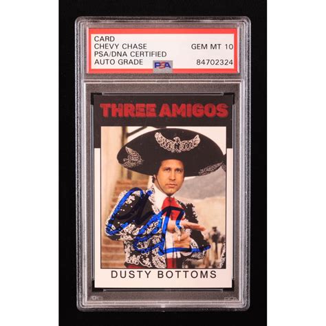 Chevy Chase Signed Three Amigos Custom Trading Card Psa Auto 10