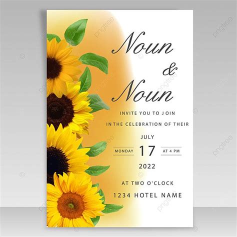 Wedding Invitation With Sunflower Flowers Template Download on Pngtree