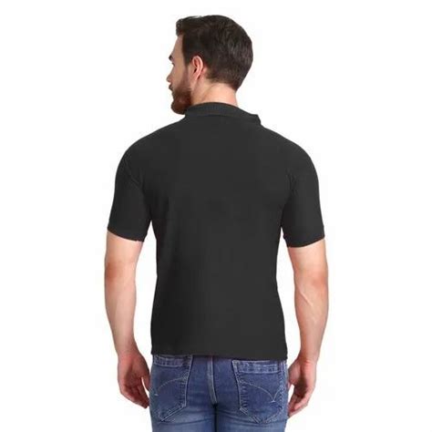 Half Sleeve Mens Black Cotton Polo Neck T Shirts Size M Xxl Rs