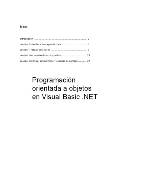 10 Programacion Orientada A Objetos En Visual Basic Net Pdf