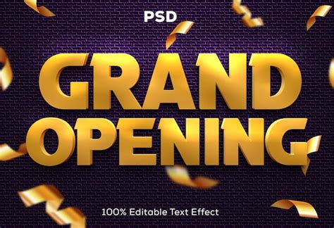 Premium Psd Grand Opening Golden Luxury D Text Effect