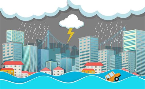 An urban city under flood 359995 Vector Art at Vecteezy